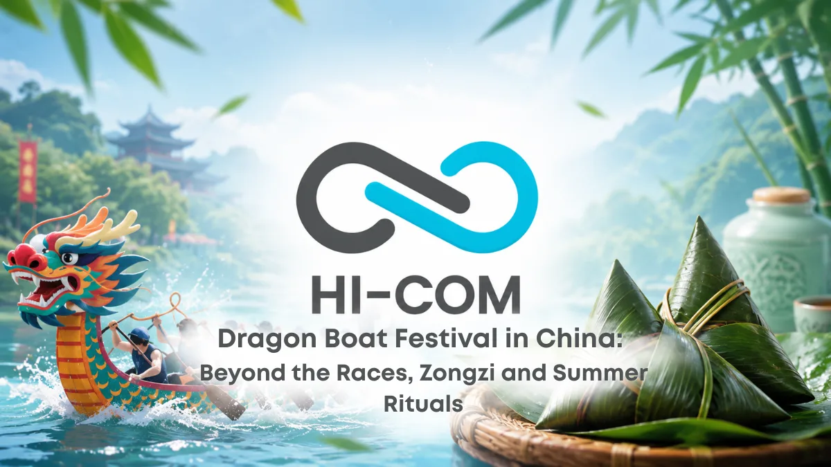 Dragon Boat Festival in China with teams racing on a river during Duanwu Festival