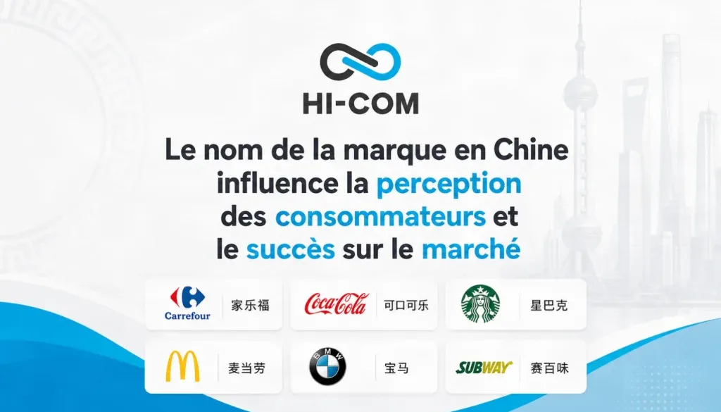 Visuel HI-COM expliquant comment le nom de marque en Chine influence la perception des consommateurs et le succès sur le marché