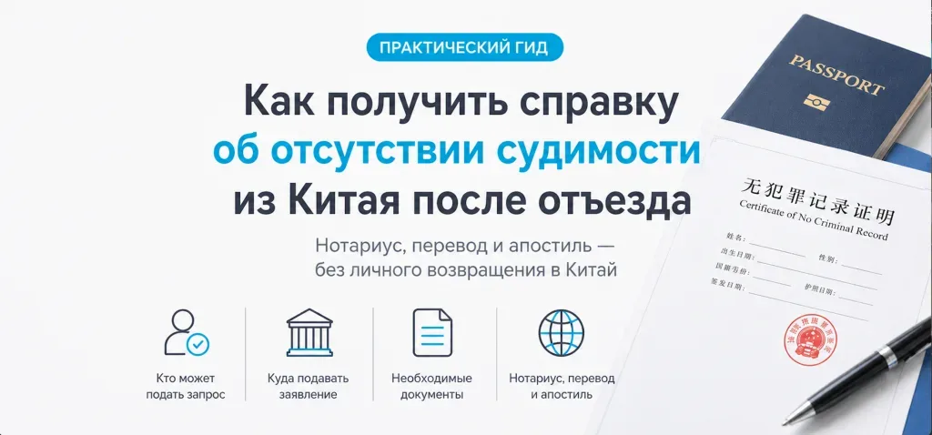 Справка об отсутствии судимости в Китае после выезда с нотариальным переводом и апостилем