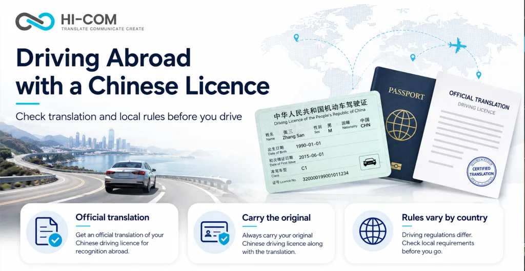 Chinese driving licence with official translation for use abroad