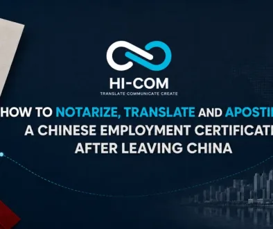 HI-COM guide to notarizing, translating and apostilling a Chinese employment certificate after leaving China