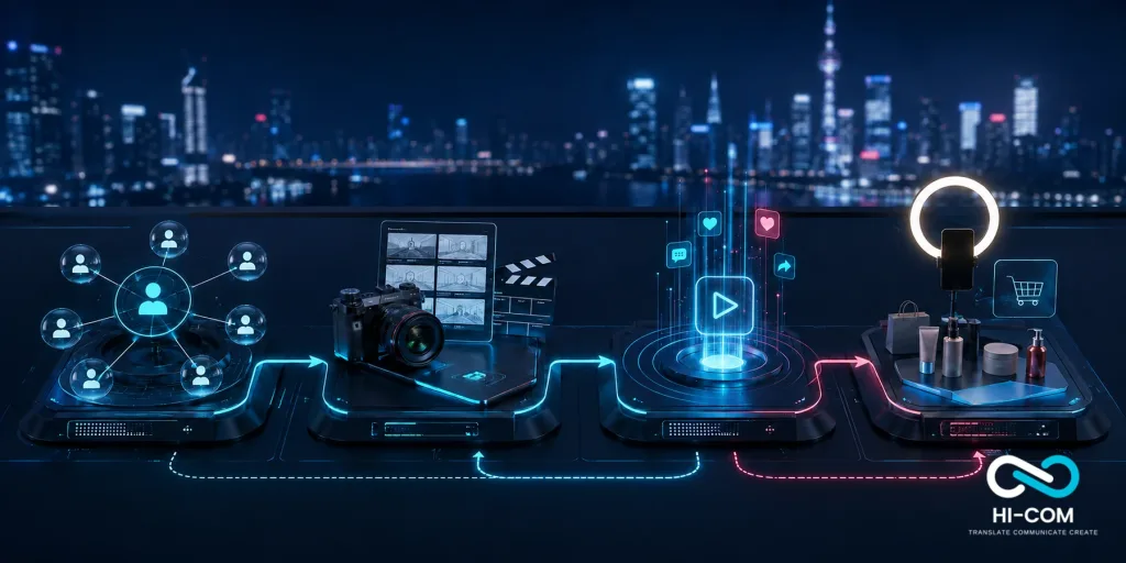 Douyin campaign workflow: creator casting, short-video production, content amplification and social commerce conversion