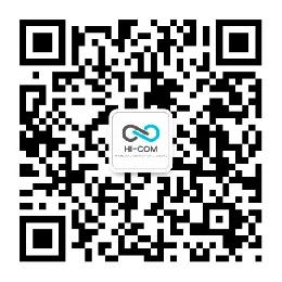 WeChat QR code to follow HI-COM's service account for weekly articles