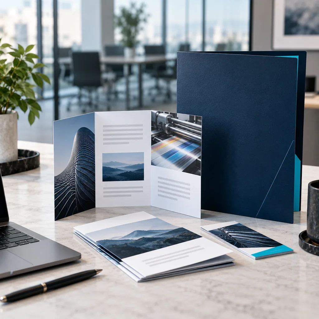 Corporate marketing print collateral produced by HI-COM in China