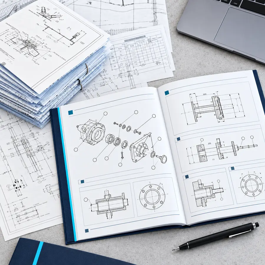 Engineering drawings and professionally structured user manual for technical documentation