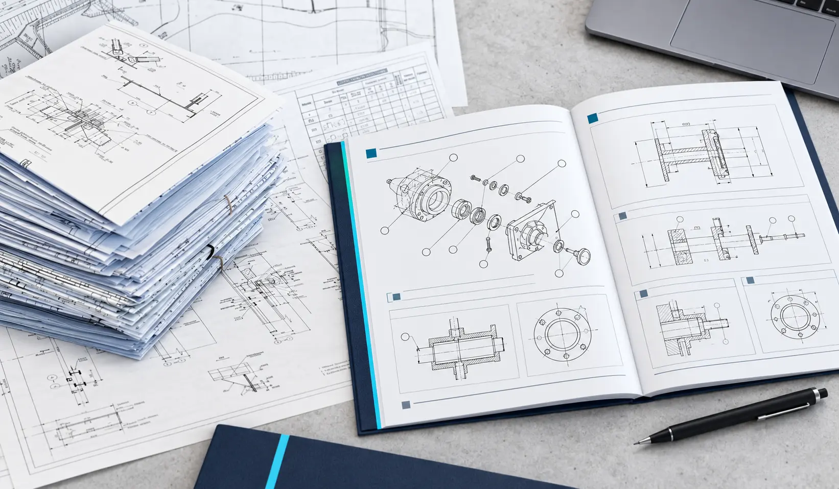 Engineering drawings and professionally structured user manual for technical documentation