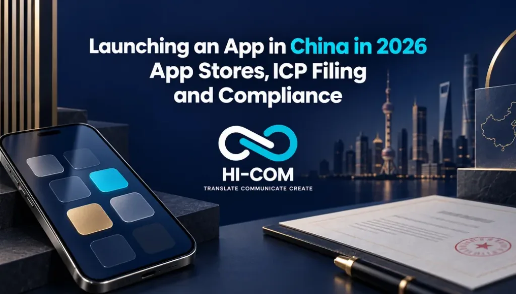 HI-COM guide to launching an app in China in 2026, covering app stores, ICP filing and compliance.