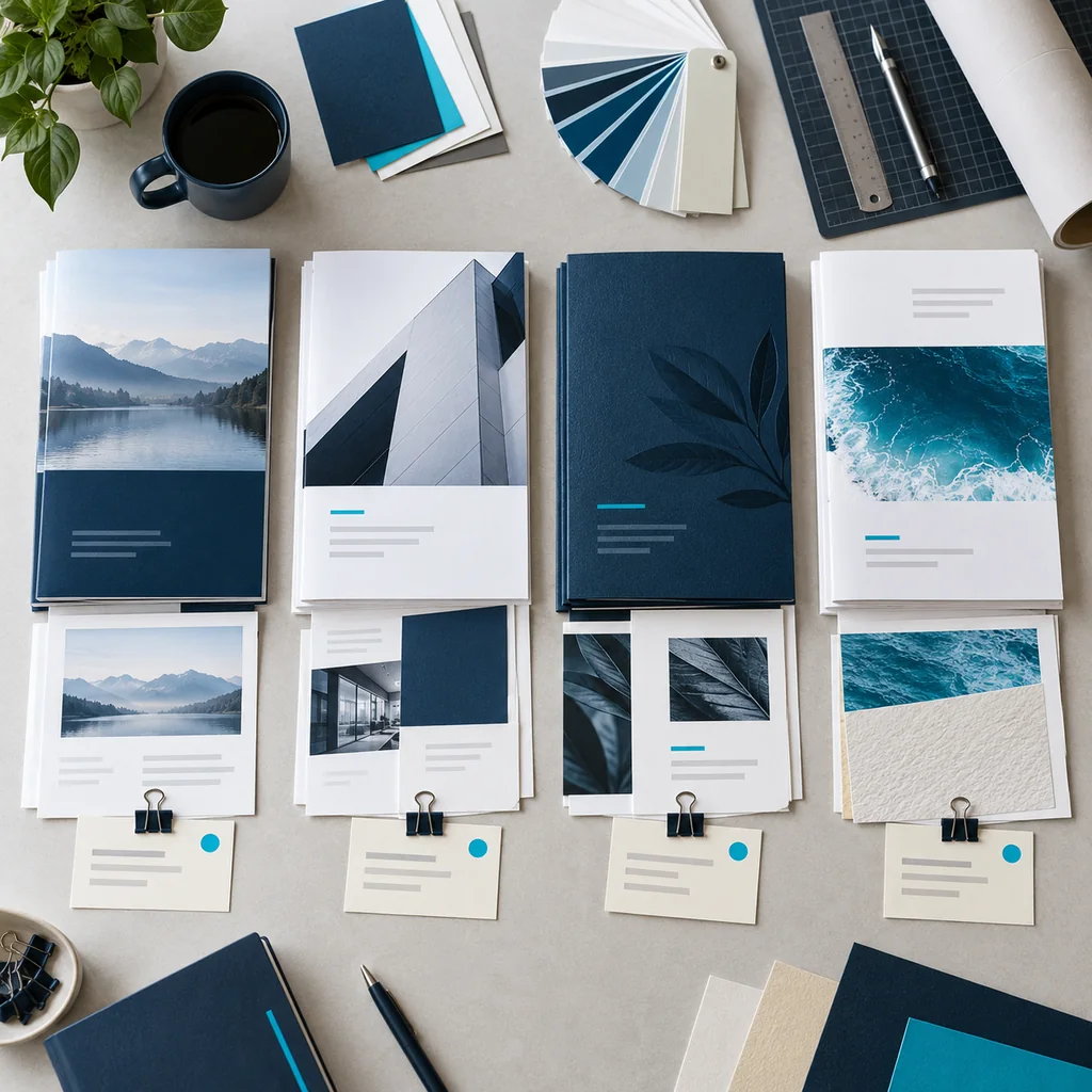 Multiple document specifications produced as one coordinated print order by HI-COM